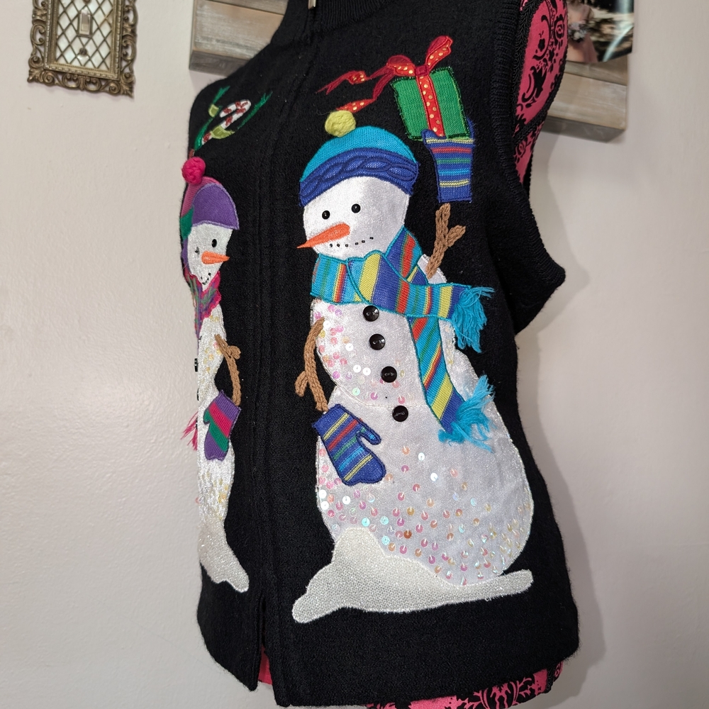 Charming Snowman Black Cardigan